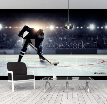 Picture of Hockey player on ice Mixed media